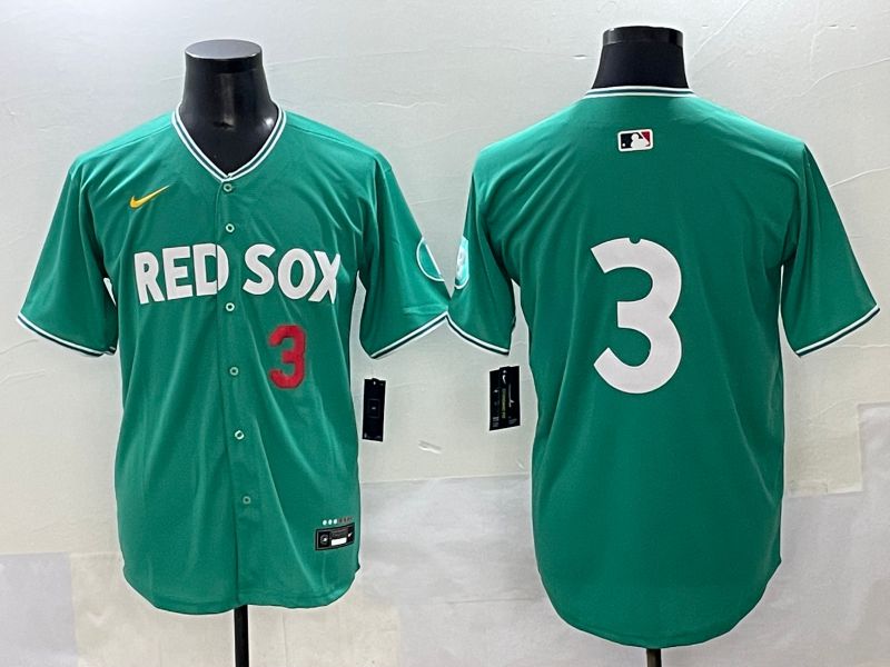 Men 2025 Boston Red Sox #3 No Name Green Joint Name Nike MLB Jersey style 4